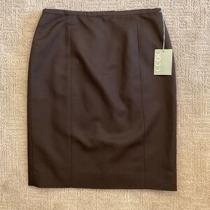 🤎✨ NWT ECCOCI Wool–Silk Brown Pencil Skirt Size 2 Classic Timeless Office Luxe